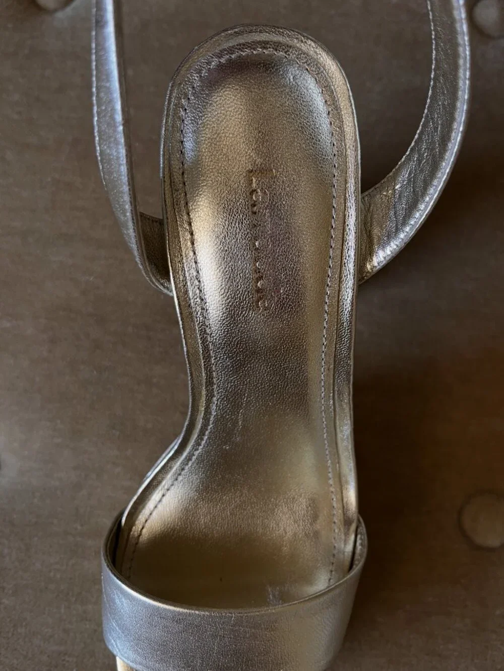 Never worn- Larroudé Metallic Gold Dolly Platform Sandals size 5 US
